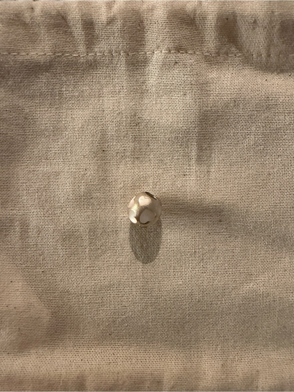 Authentic Pandora sterling silver charm with Mother of Pearl hearts